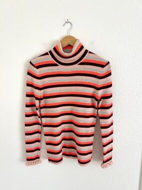 SCOTCH & SODA striped ruffle turtleneck maximalist feminine / size XL